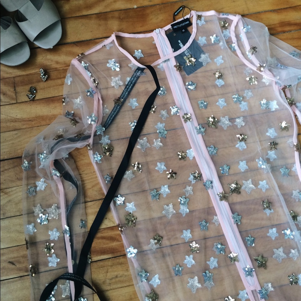 ASOS Star Sequin Mesh Shift Dress